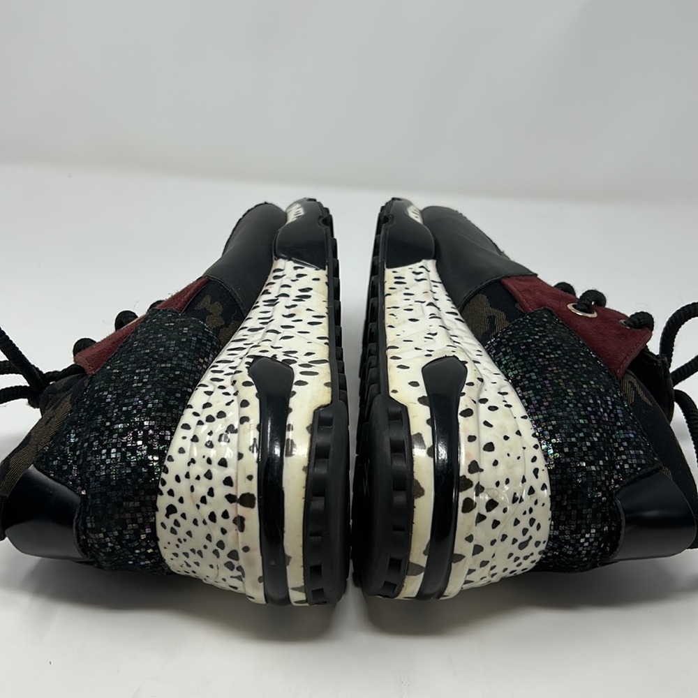 Steve Madden Green Camouflage Burgundy White Black Wedge Sneakers Size 8.5 - Picture 8 of 10